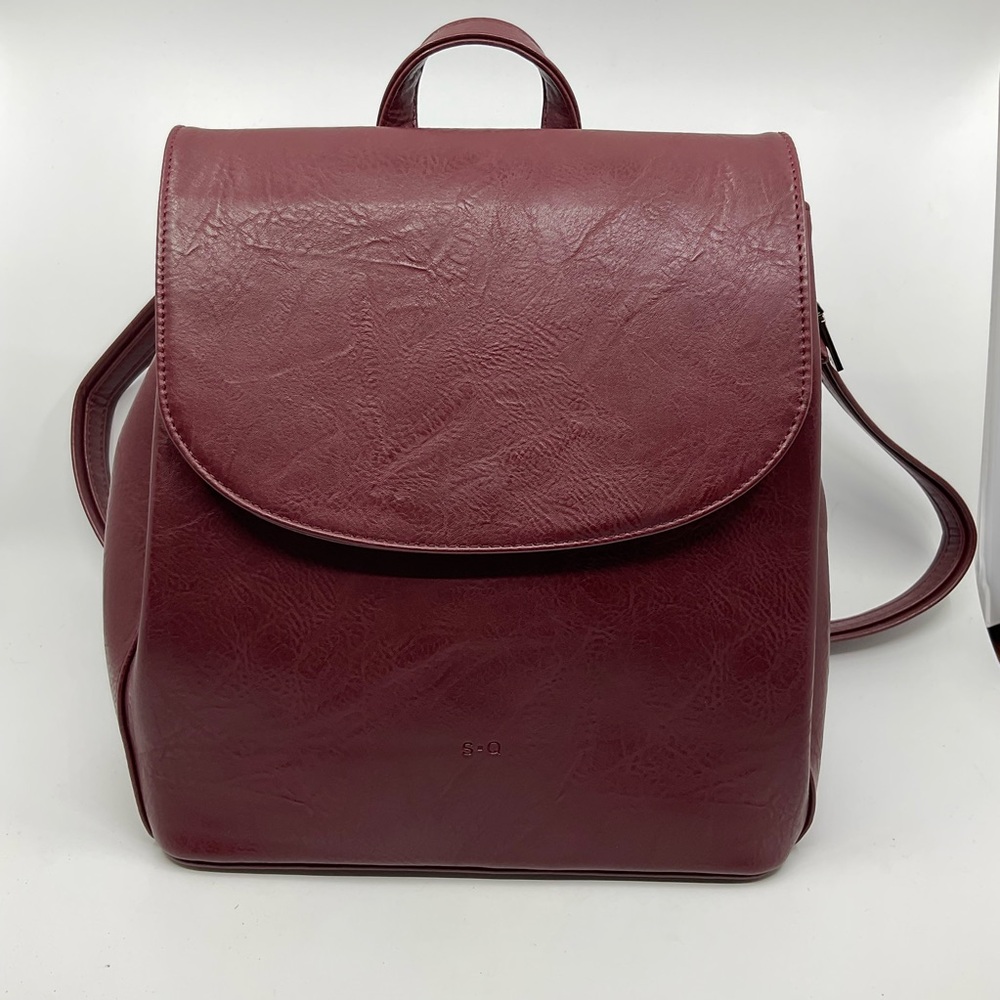S-Q Vegan Leather Convertible Crossbody Backpack